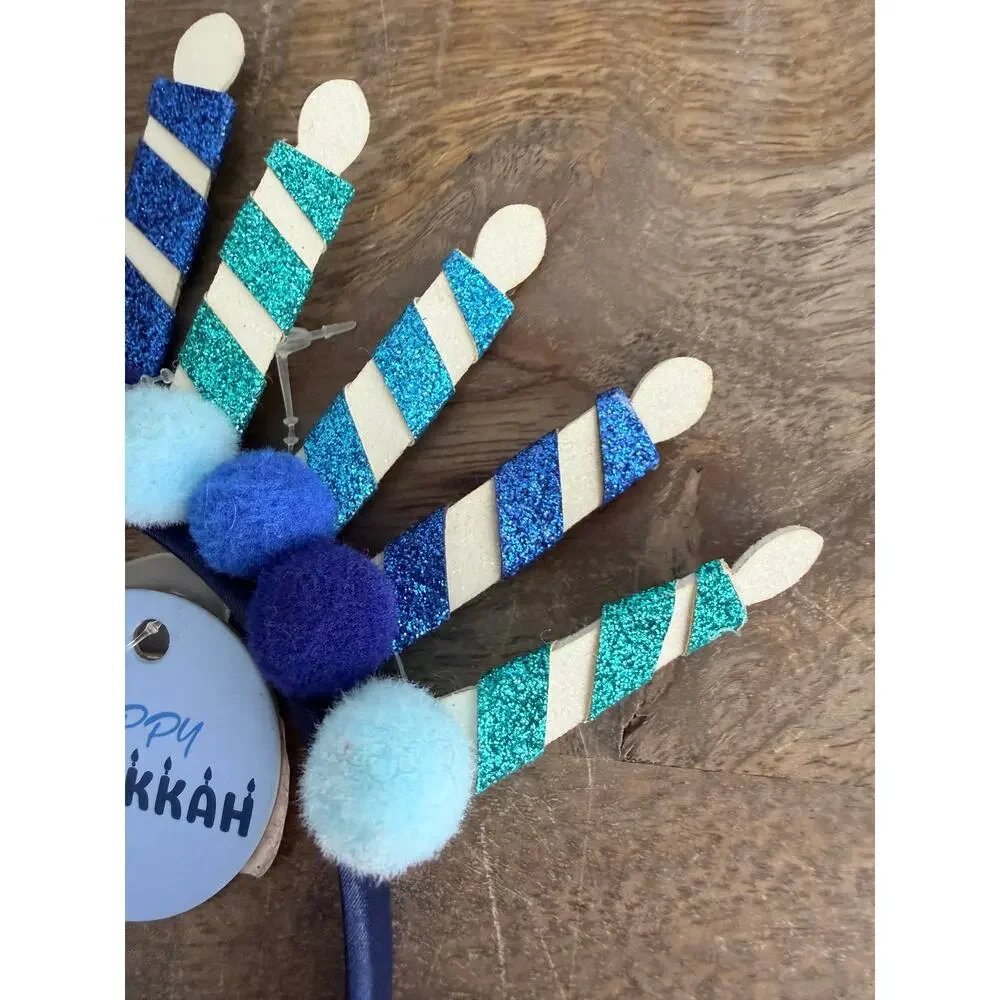 New Hanukkah Menorah and Dreidel Headband and Hair Clip Hair Accessories Set